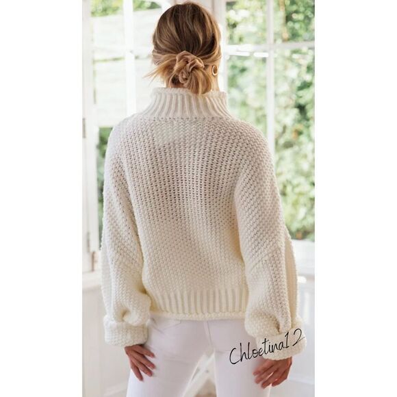 New High Neck Long Sleeve Chunky Knit Pullover Turtleneck Sweater - Picture 4 of 7